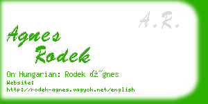 agnes rodek business card